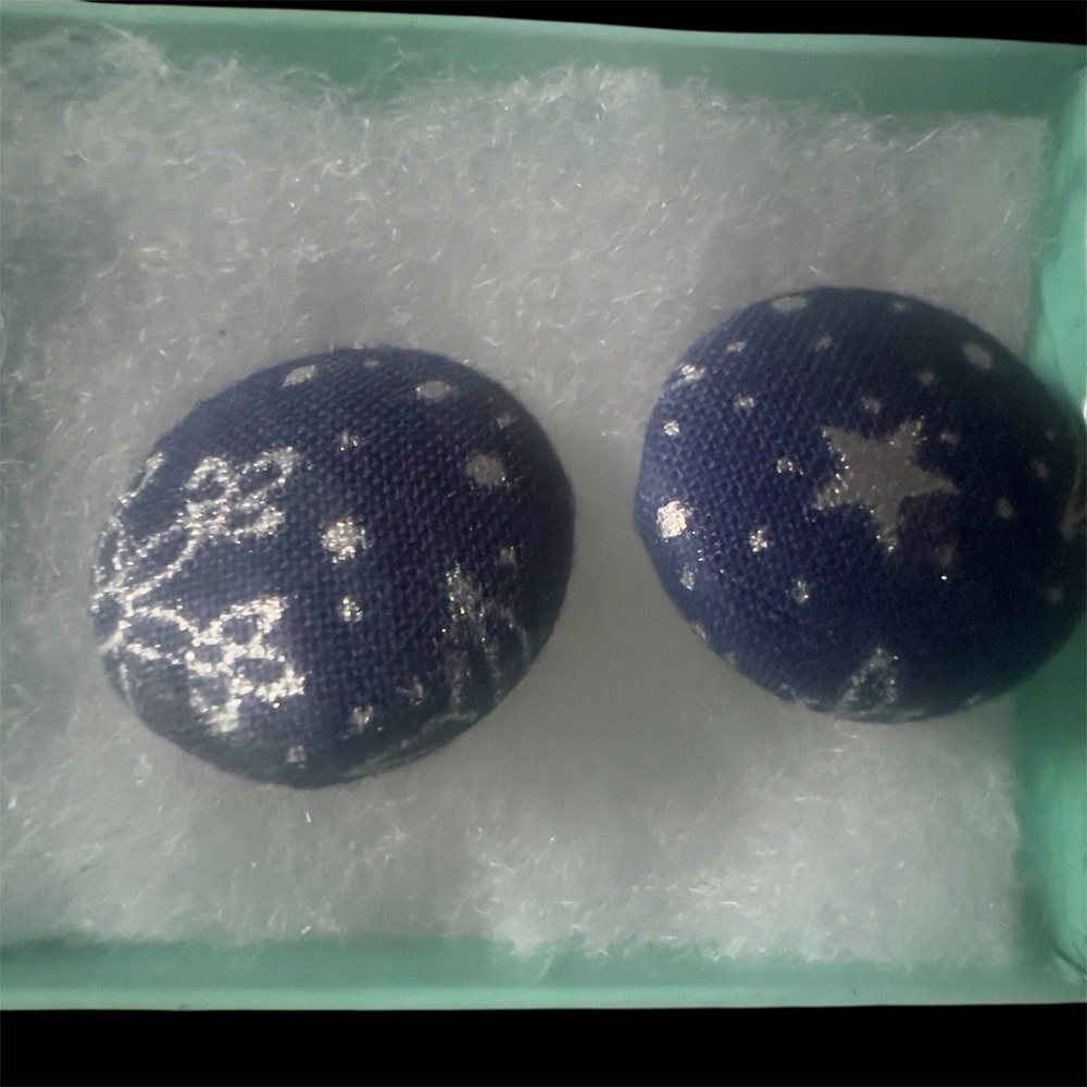 Blue Star Moon Earrings Handcrafted Jewelry Lightweight - Picture 5 of 7